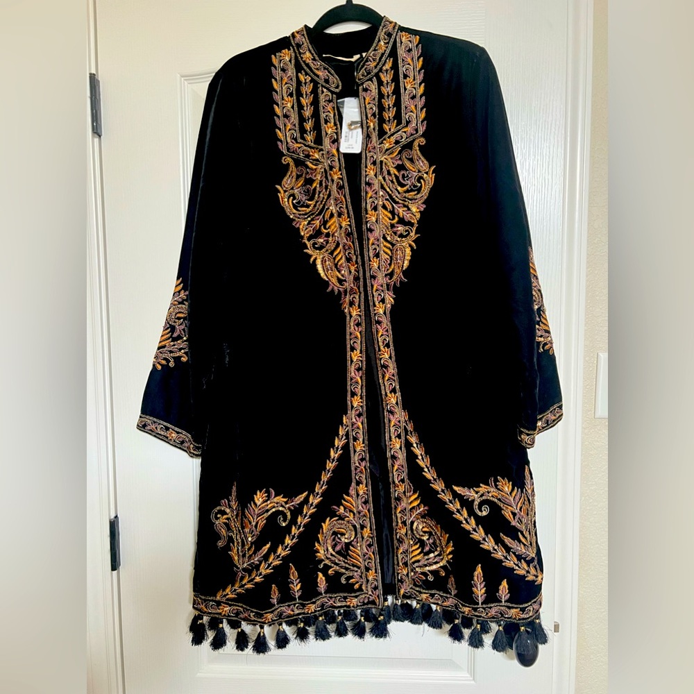 Soft Surroundings Black Velour Duster